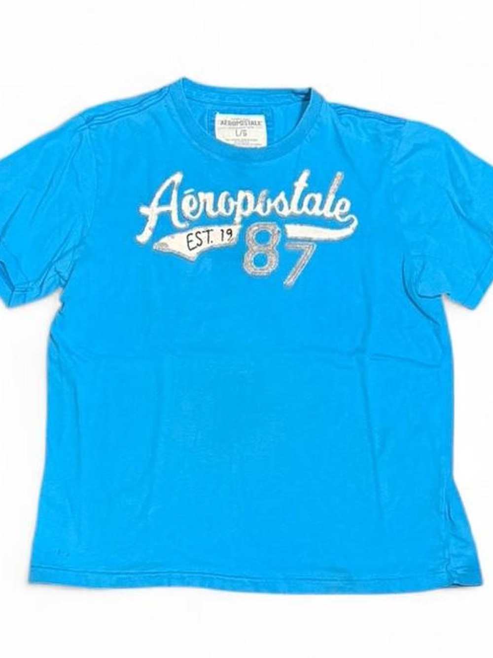Y2K Aeropostale Distressed Embroidered Blue Tee